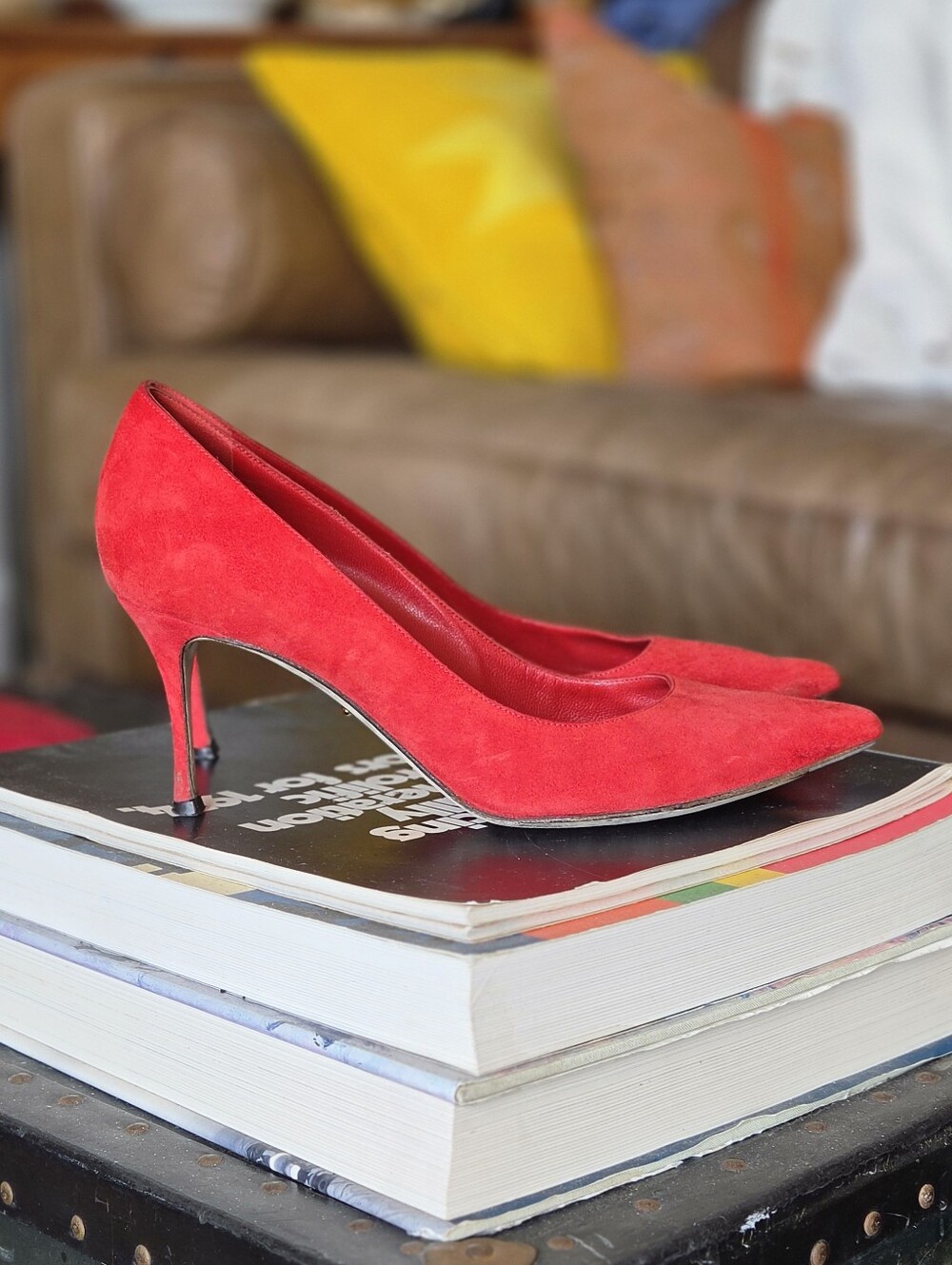 Sergio Rossi Red Suede Pointed-Toe Pumps